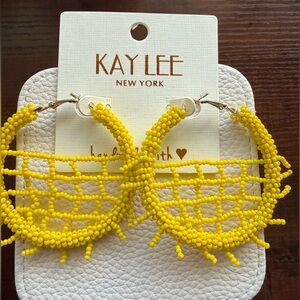 Kay Lee NY Yellow Beaded Hoop Earrings *NEW